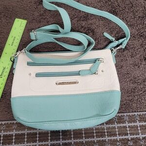 Stone Mountain USA Teal White Bonded Leather‎ Crossbody Bag 9AS916-1